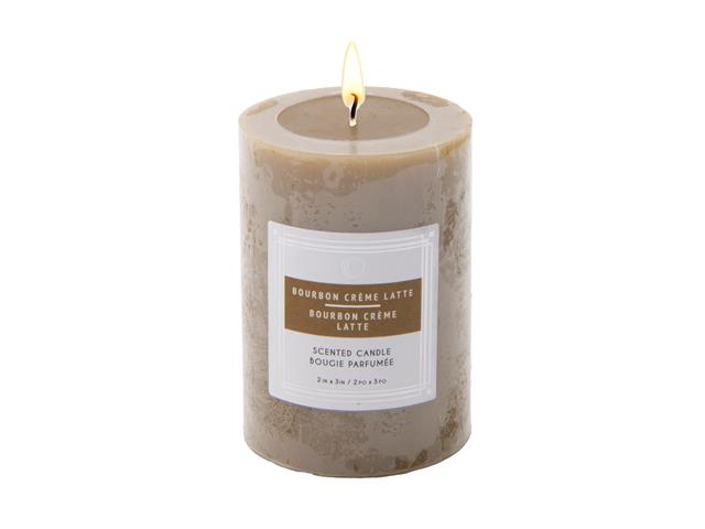 2" X 3" SCENTED PILLAR CANDLE (BOURBON CRÈME LATTE) (12/DISP)